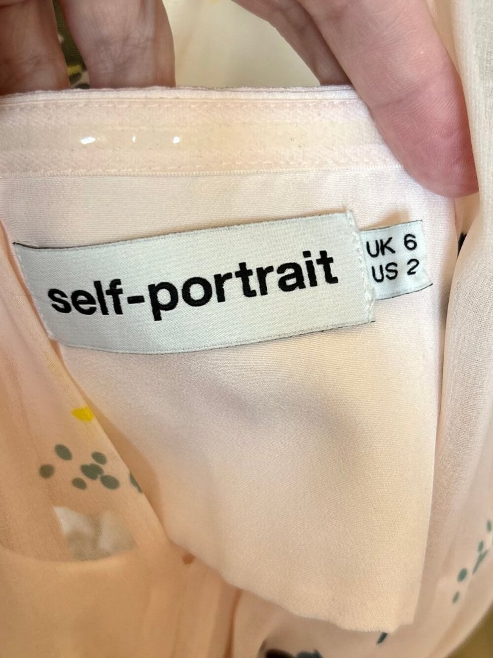 Self-Portrait Chiffon Split Front & Back Peplum Light Apricot Floral Blouse Sz 2 - Picture 7 of 13